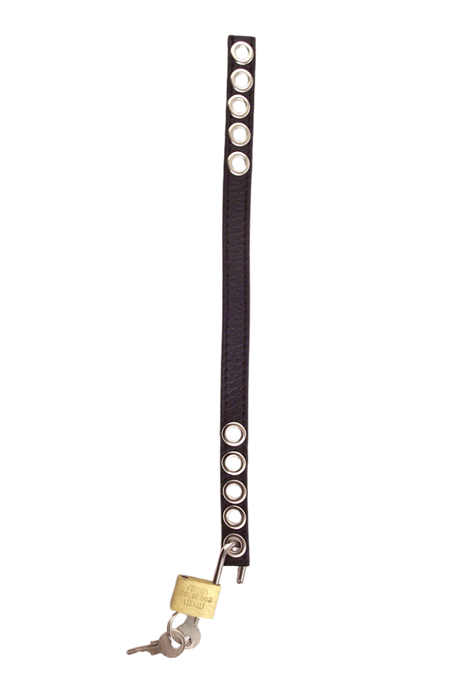 Adjustable lockable cock ring with padlock - Leather