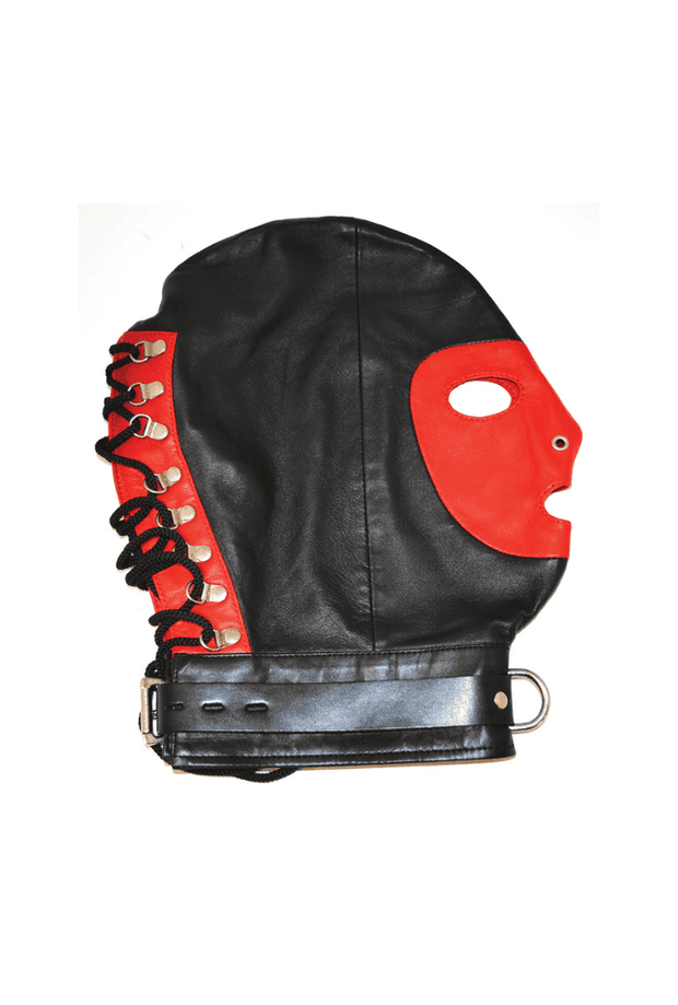 Balaclava with D-ring & lockable strap - Leather