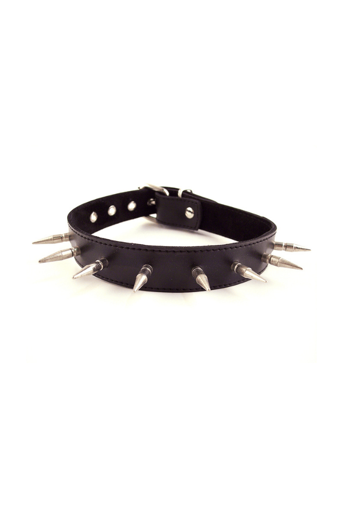 Leather Spiked Collar - ROUGE