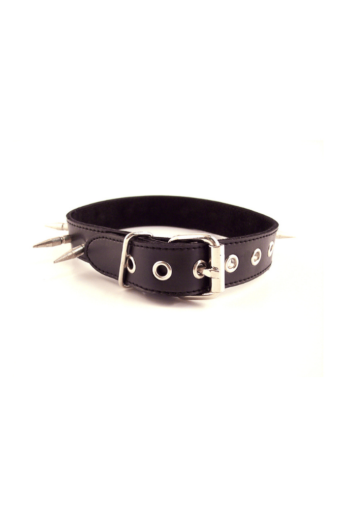 Leather Spiked Collar - ROUGE