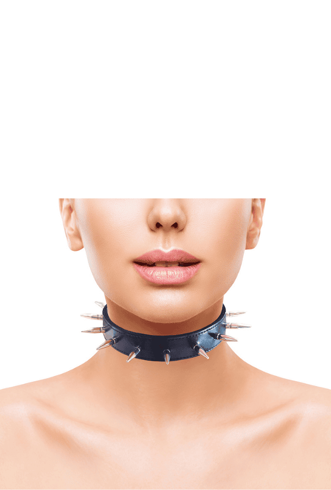 Leather Spiked Collar - ROUGE