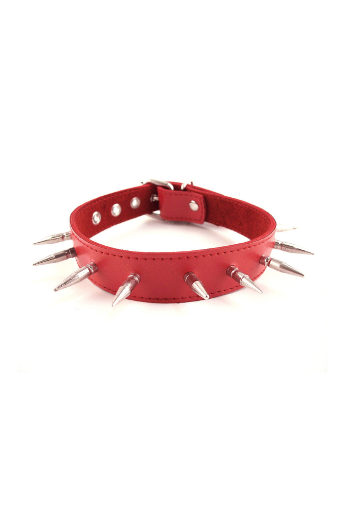 Leather Spiked Collar - ROUGE