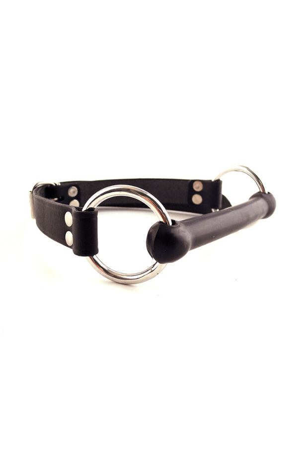 Gag with Rubber Bar and O-Rings - Leather
