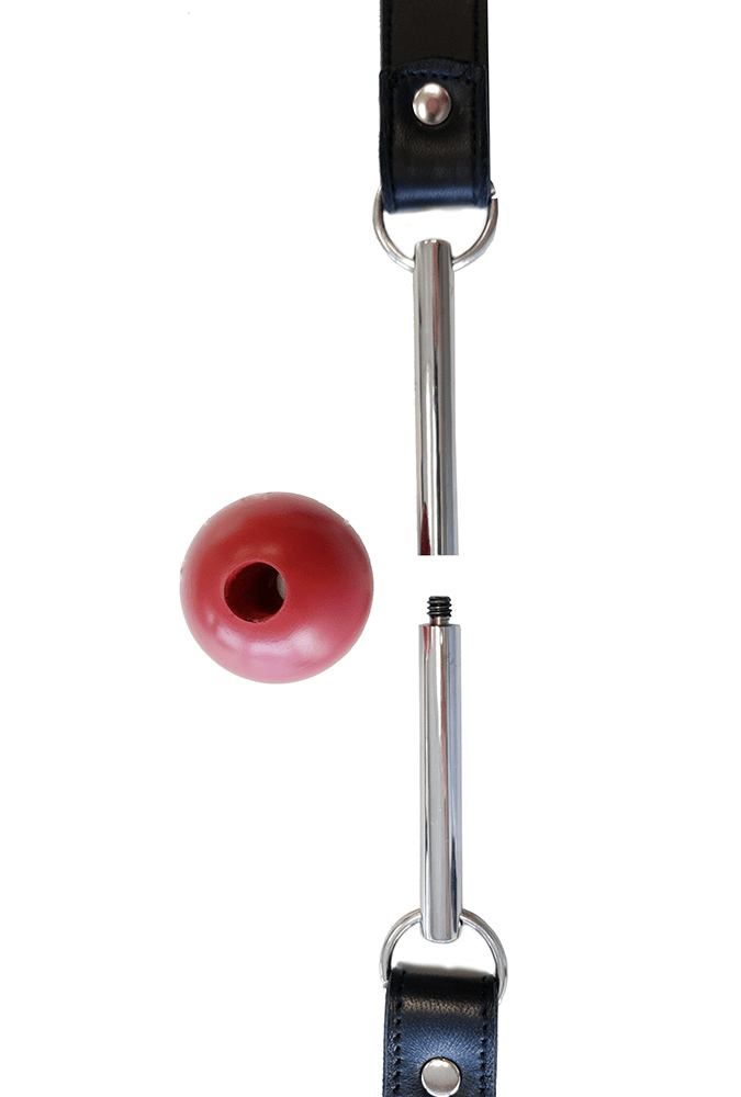 Leather Ball Gag with Steel Rod & Removable Ball
