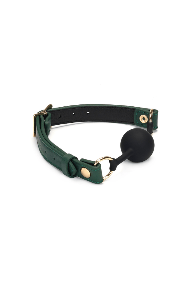 Mossy Chic Ball Gag - Green Leather