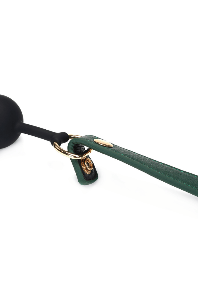 Mossy Chic Ball Gag - Green Leather