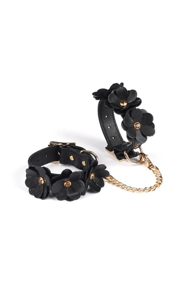 Leather Wrist Cuffs - Flower Rhythm