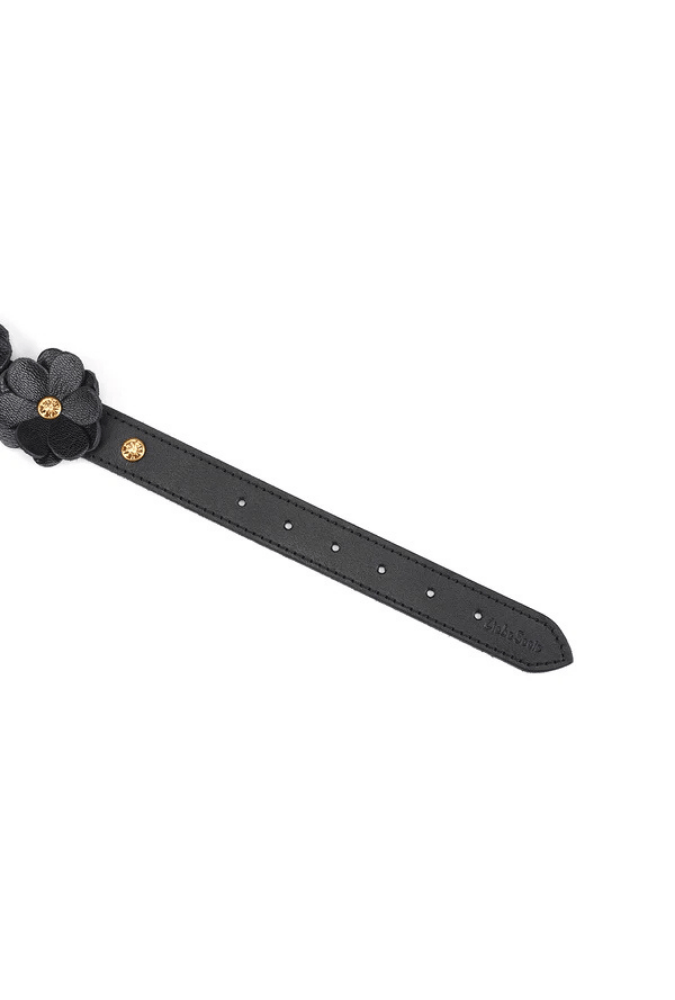 Leather BDSM Collar with Leash - Flower Rhythm